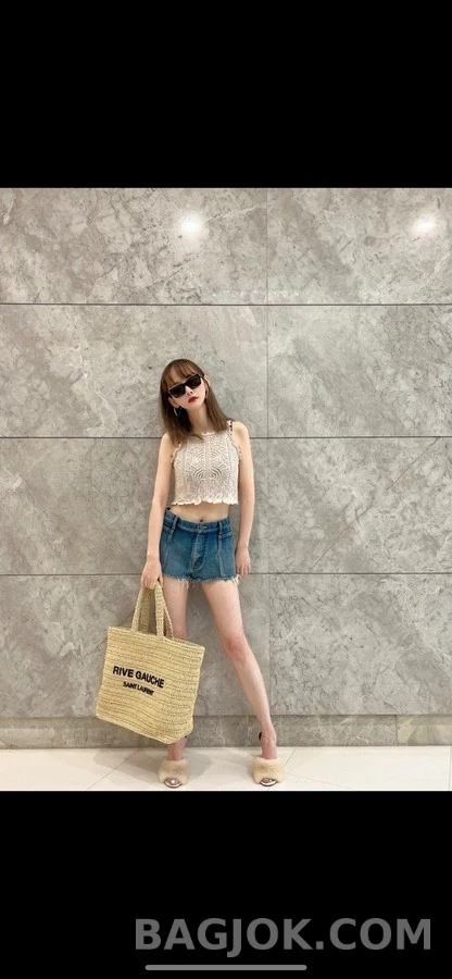 생로랑 생로랑 리브 고쉬 라피아 토트백 상세 이미지