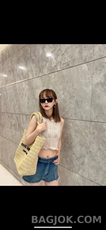 생로랑 생로랑 리브 고쉬 라피아 토트백 상세 이미지
