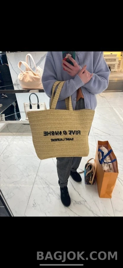 생로랑 생로랑 리브 고쉬 라피아 토트백 상세 이미지