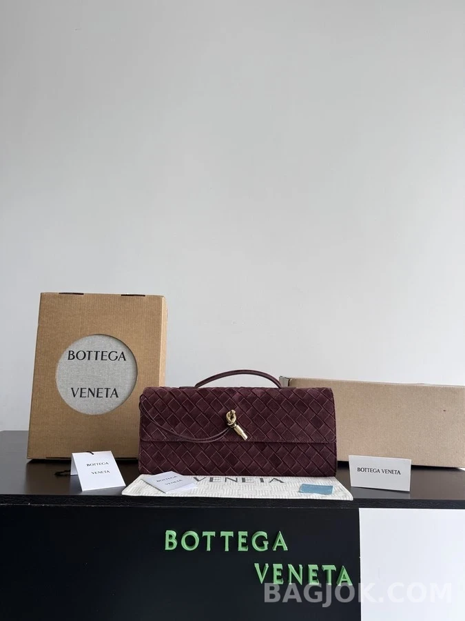 보테가베네타 보테가 베네타 더 노트 인트레치아토 스웨이드 탑 핸들 클러치 상세 이미지