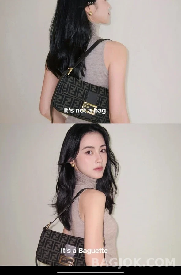 펜디 펜디 바게트 자카드 패브릭 숄더백 상세 이미지