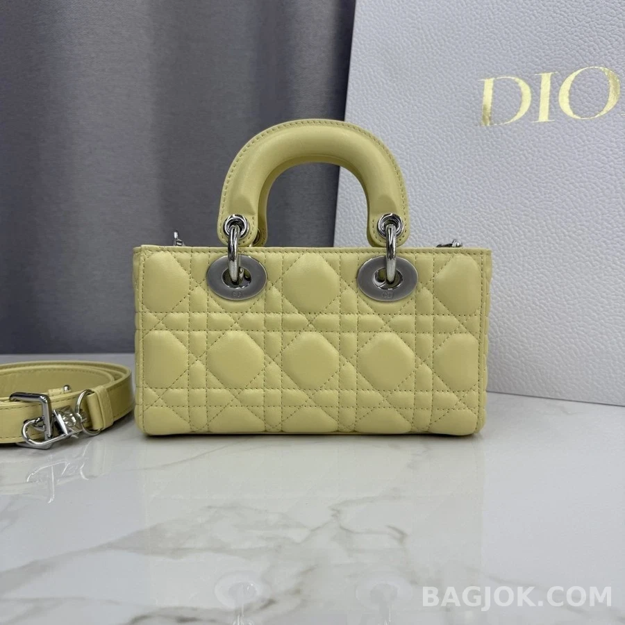 디올 디올 레이디 마이 ABC 스몰 까나쥬 램스킨 페일 핸드백 상세 이미지