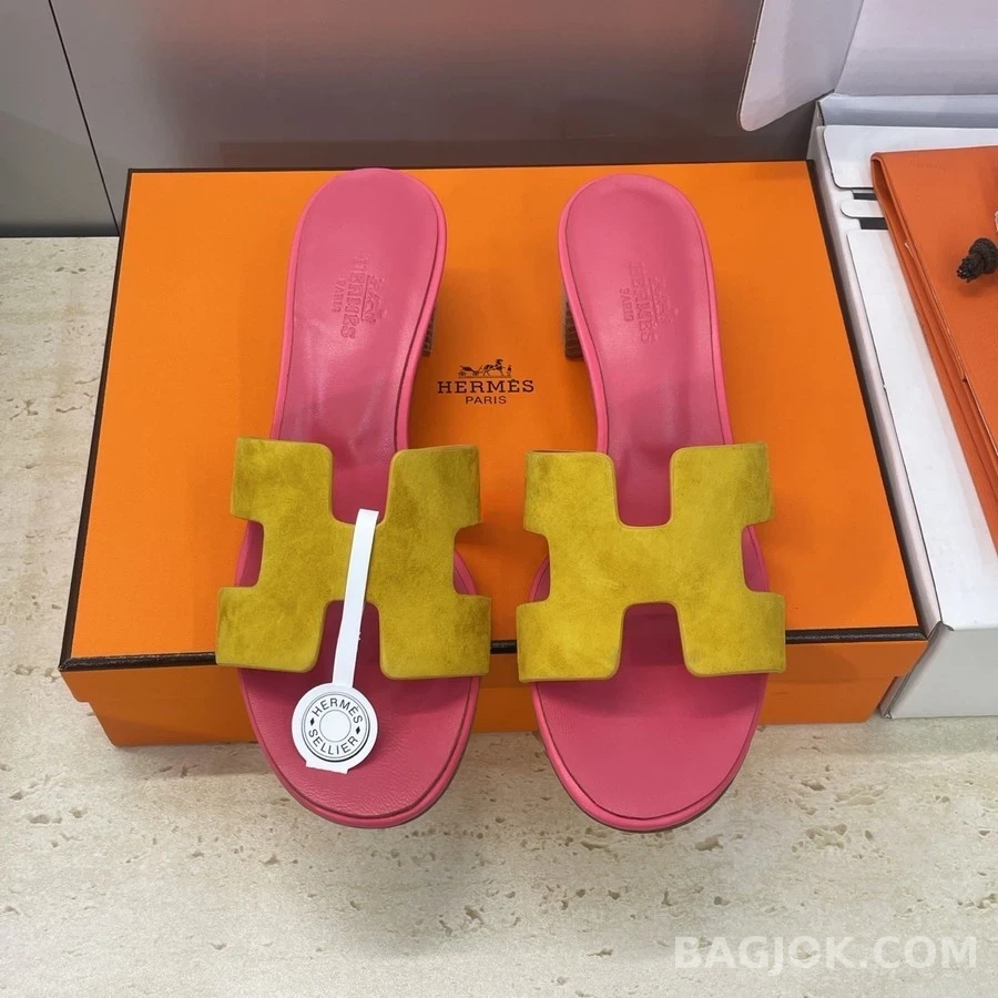 에르메스 에르메스 오란 미드힐 컬러블록 샌들 상세 이미지